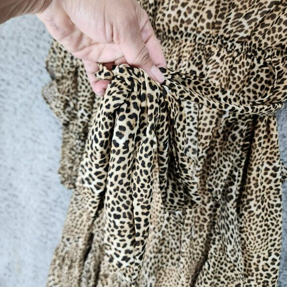 Calvin Klein Dress Womens 2 Leopard Print Long Sleeve Knee Length Ruffled NWT - Picture 9 of 13